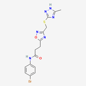 molecular formula C15H15BrN6O2S B15152625 N-(4-bromophenyl)-3-(3-{[(5-methyl-4H-1,2,4-triazol-3-yl)sulfanyl]methyl}-1,2,4-oxadiazol-5-yl)propanamide 