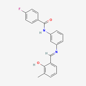 molecular formula C21H17FN2O2 B15152745 4-fluoro-N-(3-{[(E)-(2-hydroxy-3-methylphenyl)methylidene]amino}phenyl)benzamide 