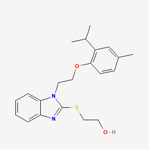 molecular formula C21H26N2O2S B15152770 2-[(1-{2-[4-methyl-2-(propan-2-yl)phenoxy]ethyl}-1H-benzimidazol-2-yl)sulfanyl]ethanol 
