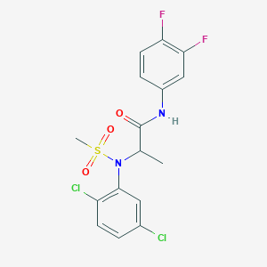 molecular formula C16H14Cl2F2N2O3S B15152774 N~2~-(2,5-dichlorophenyl)-N-(3,4-difluorophenyl)-N~2~-(methylsulfonyl)alaninamide 