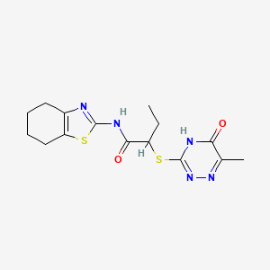 molecular formula C15H19N5O2S2 B15152789 2-[(6-methyl-5-oxo-4,5-dihydro-1,2,4-triazin-3-yl)sulfanyl]-N-(4,5,6,7-tetrahydro-1,3-benzothiazol-2-yl)butanamide 