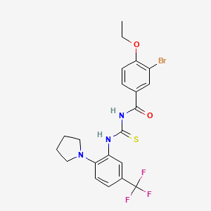 molecular formula C21H21BrF3N3O2S B15152848 3-bromo-4-ethoxy-N-{[2-(pyrrolidin-1-yl)-5-(trifluoromethyl)phenyl]carbamothioyl}benzamide 