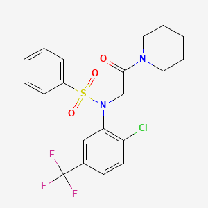 molecular formula C20H20ClF3N2O3S B15152854 N-[2-chloro-5-(trifluoromethyl)phenyl]-N-[2-oxo-2-(piperidin-1-yl)ethyl]benzenesulfonamide 