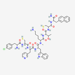 6-Amino-2-[[2-[[2-[[2-[[2-amino-3-(4-chlorophenyl)propanoyl]amino]-3-sulfanylpropanoyl]amino]-3-pyridin-3-ylpropanoyl]amino]-3-(1H-indol-3-yl)propanoyl]-methylamino]-N-[1-[[1-[(1-amino-3-naphthalen-2-yl-1-oxopropan-2-yl)amino]-1-oxo-3-sulfanylpropan-2-yl]amino]-3-hydroxy-1-oxobutan-2-yl]hexanamide