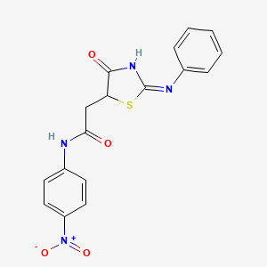 molecular formula C17H14N4O4S B15152917 N-(4-nitrophenyl)-2-[(2E)-4-oxo-2-(phenylimino)-1,3-thiazolidin-5-yl]acetamide 