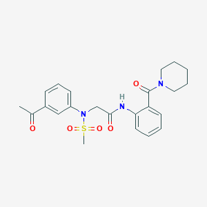 molecular formula C23H27N3O5S B15152924 N~2~-(3-acetylphenyl)-N~2~-(methylsulfonyl)-N-[2-(piperidin-1-ylcarbonyl)phenyl]glycinamide 
