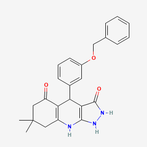 molecular formula C25H25N3O3 B15152935 4-[3-(benzyloxy)phenyl]-3-hydroxy-7,7-dimethyl-1,4,6,7,8,9-hexahydro-5H-pyrazolo[3,4-b]quinolin-5-one 