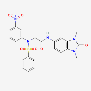 molecular formula C23H21N5O6S B15152938 N-(1,3-dimethyl-2-oxo-2,3-dihydro-1H-benzimidazol-5-yl)-N~2~-(3-nitrophenyl)-N~2~-(phenylsulfonyl)glycinamide 