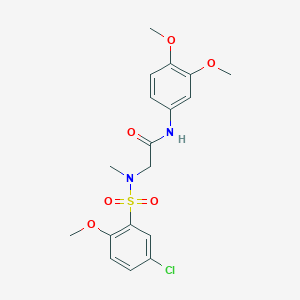 molecular formula C18H21ClN2O6S B15152966 N~2~-[(5-chloro-2-methoxyphenyl)sulfonyl]-N-(3,4-dimethoxyphenyl)-N~2~-methylglycinamide 