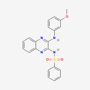 molecular formula C21H18N4O3S B15152988 N-{3-[(3-methoxyphenyl)amino]quinoxalin-2-yl}benzenesulfonamide 