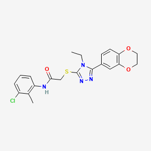 molecular formula C21H21ClN4O3S B15152989 N-(3-chloro-2-methylphenyl)-2-{[5-(2,3-dihydro-1,4-benzodioxin-6-yl)-4-ethyl-4H-1,2,4-triazol-3-yl]sulfanyl}acetamide 