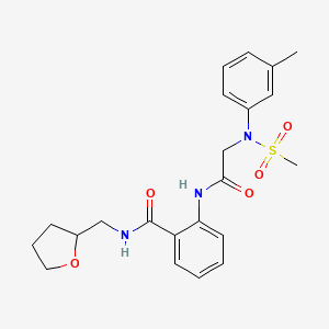 molecular formula C22H27N3O5S B15153052 2-{[N-(3-methylphenyl)-N-(methylsulfonyl)glycyl]amino}-N-(tetrahydrofuran-2-ylmethyl)benzamide 