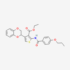 molecular formula C25H25NO6S B15153057 Ethyl 4-(2,3-dihydro-1,4-benzodioxin-2-yl)-2-{[(4-propoxyphenyl)carbonyl]amino}thiophene-3-carboxylate 