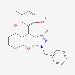 molecular formula C25H24N2O3 B15153062 1-benzyl-4-(2-hydroxy-5-methylphenyl)-3-methyl-4,6,7,8-tetrahydrochromeno[2,3-c]pyrazol-5(1H)-one 
