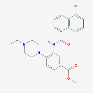 molecular formula C25H26BrN3O3 B15153074 Methyl 3-{[(5-bromonaphthalen-1-yl)carbonyl]amino}-4-(4-ethylpiperazin-1-yl)benzoate 