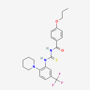 molecular formula C23H26F3N3O2S B15153081 N-{[2-(piperidin-1-yl)-5-(trifluoromethyl)phenyl]carbamothioyl}-4-propoxybenzamide 