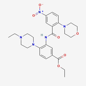 molecular formula C26H33N5O6 B15153118 Ethyl 4-(4-ethylpiperazin-1-yl)-3-({[2-(morpholin-4-yl)-5-nitrophenyl]carbonyl}amino)benzoate 