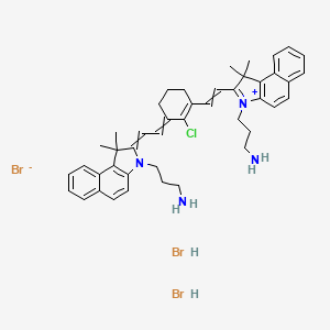 3-[2-[2-[3-[2-[3-(3-Aminopropyl)-1,1-dimethylbenzo[e]indol-3-ium-2-yl]ethenyl]-2-chlorocyclohex-2-en-1-ylidene]ethylidene]-1,1-dimethylbenzo[e]indol-3-yl]propan-1-amine;bromide;dihydrobromide