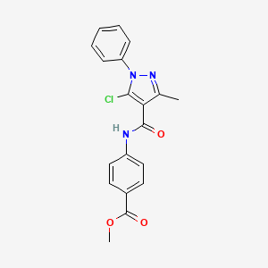 molecular formula C19H16ClN3O3 B15153202 methyl 4-{[(5-chloro-3-methyl-1-phenyl-1H-pyrazol-4-yl)carbonyl]amino}benzoate 