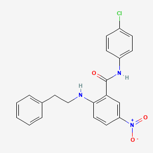 molecular formula C21H18ClN3O3 B15153205 N-(4-chlorophenyl)-5-nitro-2-[(2-phenylethyl)amino]benzamide 