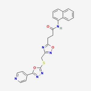 molecular formula C23H18N6O3S B15153226 N-(naphthalen-1-yl)-3-[3-({[5-(pyridin-4-yl)-1,3,4-oxadiazol-2-yl]sulfanyl}methyl)-1,2,4-oxadiazol-5-yl]propanamide 