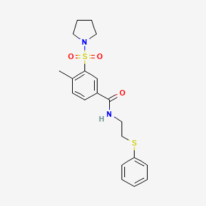 molecular formula C20H24N2O3S2 B15153239 4-methyl-N-[2-(phenylsulfanyl)ethyl]-3-(pyrrolidin-1-ylsulfonyl)benzamide 