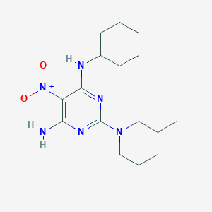 molecular formula C17H28N6O2 B15153281 N-cyclohexyl-2-(3,5-dimethylpiperidin-1-yl)-5-nitropyrimidine-4,6-diamine 