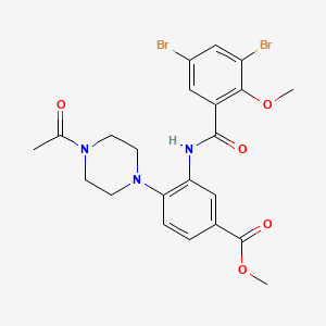 molecular formula C22H23Br2N3O5 B15153324 Methyl 4-(4-acetylpiperazin-1-yl)-3-{[(3,5-dibromo-2-methoxyphenyl)carbonyl]amino}benzoate 