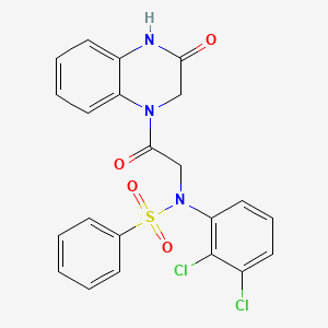 molecular formula C22H17Cl2N3O4S B15153345 N-(2,3-dichlorophenyl)-N-[2-oxo-2-(3-oxo-3,4-dihydroquinoxalin-1(2H)-yl)ethyl]benzenesulfonamide 