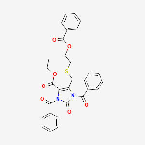 molecular formula C30H26N2O7S B15153361 ethyl 2-oxo-1,3-bis(phenylcarbonyl)-5-[({2-[(phenylcarbonyl)oxy]ethyl}sulfanyl)methyl]-2,3-dihydro-1H-imidazole-4-carboxylate 