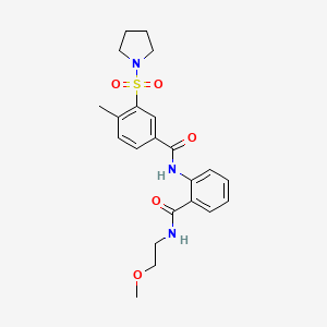 molecular formula C22H27N3O5S B15153375 N-{2-[(2-methoxyethyl)carbamoyl]phenyl}-4-methyl-3-(pyrrolidin-1-ylsulfonyl)benzamide 