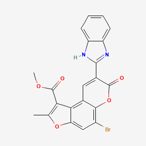 molecular formula C21H13BrN2O5 B15153397 methyl 8-(1H-benzimidazol-2-yl)-5-bromo-2-methyl-7-oxo-7H-furo[3,2-f]chromene-1-carboxylate 