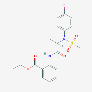 molecular formula C19H21FN2O5S B15153415 ethyl 2-{[N-(4-fluorophenyl)-N-(methylsulfonyl)alanyl]amino}benzoate 