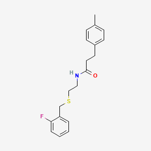 molecular formula C19H22FNOS B15153488 N-{2-[(2-fluorobenzyl)sulfanyl]ethyl}-3-(4-methylphenyl)propanamide 