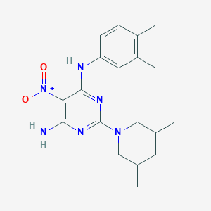 molecular formula C19H26N6O2 B15153579 N-(3,4-dimethylphenyl)-2-(3,5-dimethylpiperidin-1-yl)-5-nitropyrimidine-4,6-diamine 