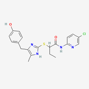 molecular formula C20H21ClN4O2S B15153687 N-(5-chloropyridin-2-yl)-2-{[5-(4-hydroxybenzyl)-4-methyl-1H-imidazol-2-yl]sulfanyl}butanamide 