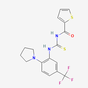 molecular formula C17H16F3N3OS2 B15153689 N-{[2-(pyrrolidin-1-yl)-5-(trifluoromethyl)phenyl]carbamothioyl}thiophene-2-carboxamide 