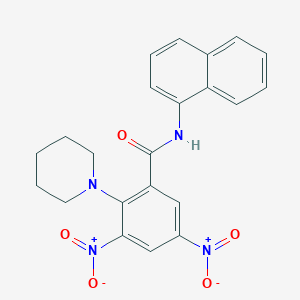 molecular formula C22H20N4O5 B15153701 N-(naphthalen-1-yl)-3,5-dinitro-2-(piperidin-1-yl)benzamide 