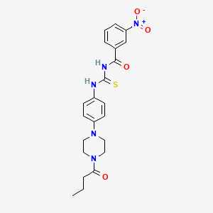 molecular formula C22H25N5O4S B15153743 N-{[4-(4-butanoylpiperazin-1-yl)phenyl]carbamothioyl}-3-nitrobenzamide 