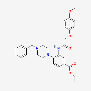 molecular formula C29H33N3O5 B15153832 Ethyl 4-(4-benzylpiperazin-1-yl)-3-{[(4-methoxyphenoxy)acetyl]amino}benzoate 