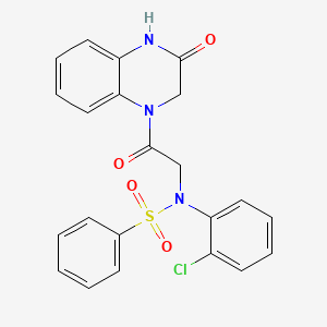 molecular formula C22H18ClN3O4S B15153880 N-(2-chlorophenyl)-N-[2-oxo-2-(3-oxo-3,4-dihydroquinoxalin-1(2H)-yl)ethyl]benzenesulfonamide 