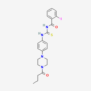 molecular formula C22H25IN4O2S B15153933 N-{[4-(4-butanoylpiperazin-1-yl)phenyl]carbamothioyl}-2-iodobenzamide 