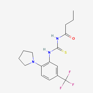molecular formula C16H20F3N3OS B15153957 N-{[2-(pyrrolidin-1-yl)-5-(trifluoromethyl)phenyl]carbamothioyl}butanamide 