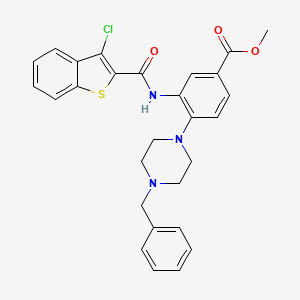 molecular formula C28H26ClN3O3S B15153983 Methyl 4-(4-benzylpiperazin-1-yl)-3-{[(3-chloro-1-benzothiophen-2-yl)carbonyl]amino}benzoate 