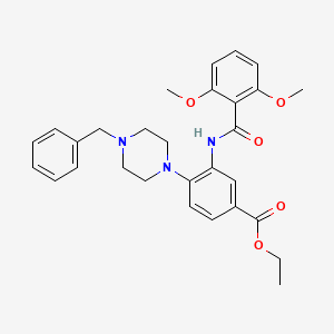 molecular formula C29H33N3O5 B15154036 Ethyl 4-(4-benzylpiperazin-1-yl)-3-{[(2,6-dimethoxyphenyl)carbonyl]amino}benzoate 