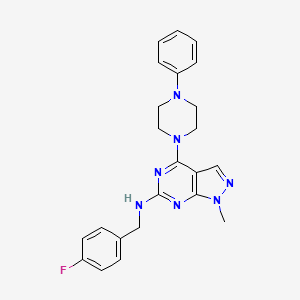 molecular formula C23H24FN7 B15154087 N-(4-fluorobenzyl)-1-methyl-4-(4-phenylpiperazin-1-yl)-1H-pyrazolo[3,4-d]pyrimidin-6-amine 