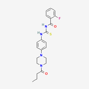 molecular formula C22H25FN4O2S B15154120 N-{[4-(4-butanoylpiperazin-1-yl)phenyl]carbamothioyl}-2-fluorobenzamide 