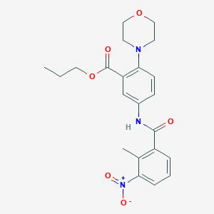 molecular formula C22H25N3O6 B15154133 Propyl 5-{[(2-methyl-3-nitrophenyl)carbonyl]amino}-2-(morpholin-4-yl)benzoate 