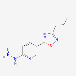 molecular formula C10H13N5O B15154144 2-Hydrazinyl-5-(3-propyl-1,2,4-oxadiazol-5-yl)pyridine 