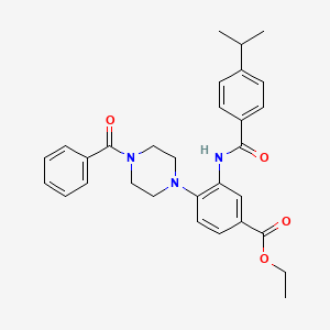 molecular formula C30H33N3O4 B15154316 Ethyl 4-[4-(phenylcarbonyl)piperazin-1-yl]-3-({[4-(propan-2-yl)phenyl]carbonyl}amino)benzoate 